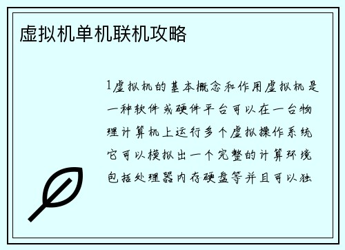 虚拟机单机联机攻略